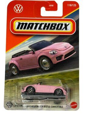 Matchbox 2019 Volkswagen Beetle Convertible Pink VW Diecast New Card